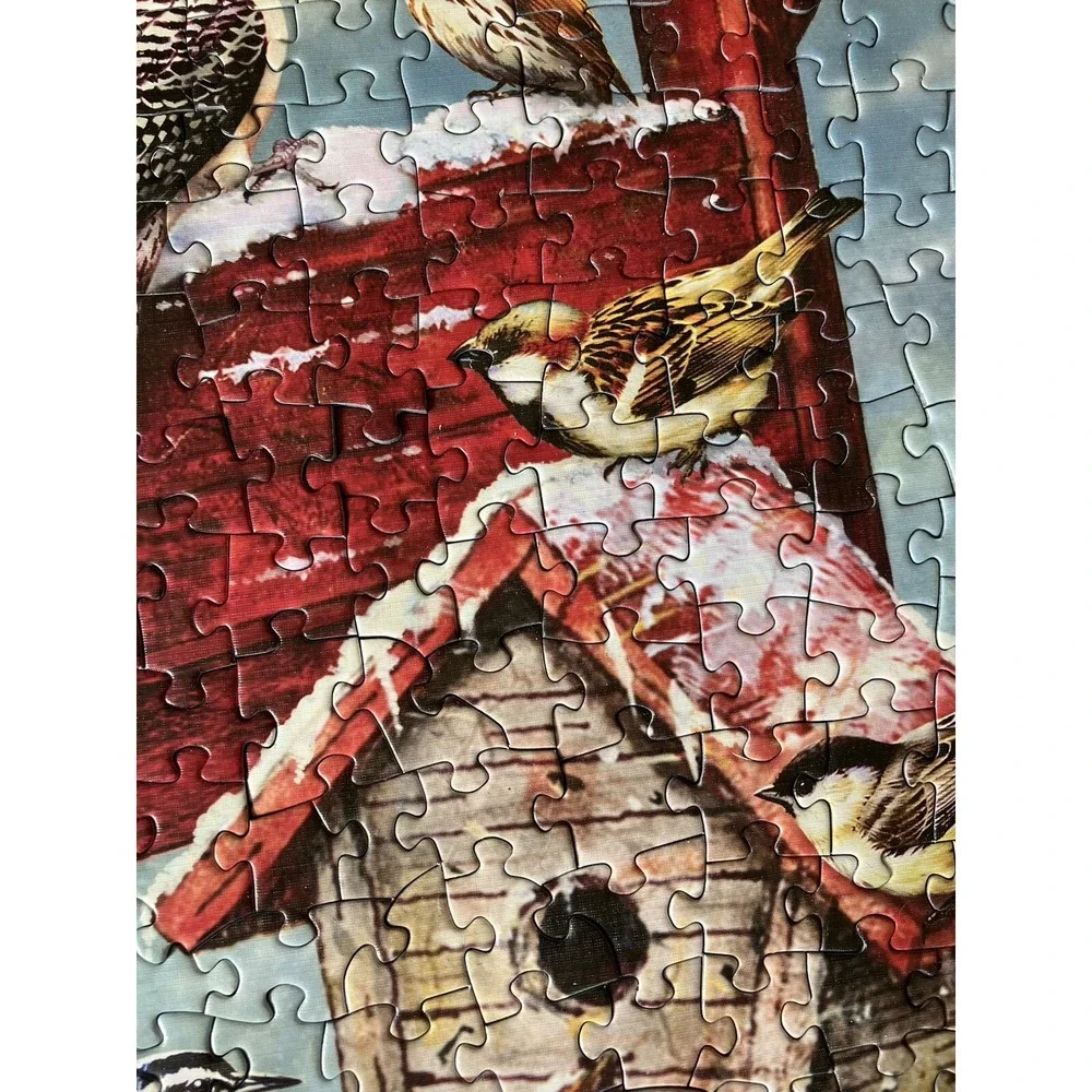 Cobble Hill New Sealed 1000 Piece Jigsaw Puzzle Adirondack Birds Red Chair Snow